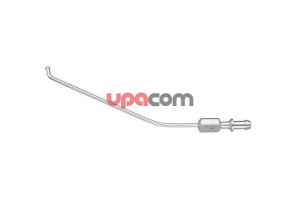 Аспирационная трубка по FRANK-PASQUINI, угловая, кончик загнут вниз, шаровидный, с ручкой-пластинкой и отверстием регулировки потока, LUER, диаметр 3 мм, длина 13 см