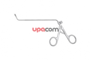 Выкусыватель по STAMMBERGER, кончик овальный, круговой, направление разреза 90°, диаметр 4.5 мм, тубус загнут вверх на 65°, для лобной пазухи и крючковидного отростка решетчатой кости, длина 17 см