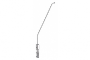 Аспирационная трубка по FRANK-PASQUINI, угловая, кончик загнут вниз, шаровидный, с ручкой-пластинкой и отверстием регулировки потока, LUER, диаметр 2.4 мм, длина 13 см