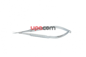 Микроножницы, с пружинной рукояткой, прямые, с зубчатыми лезвиями, длина 16 см