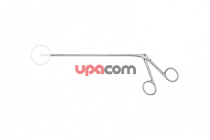 Щипцы, загнутые вверх на 45°, с круглыми ложкообразными браншами, диаметр 2.5 мм, рабочая длина 18 см