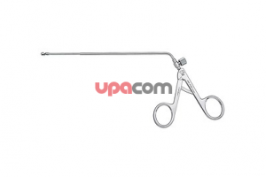 Выкусыватель по STAMMBERGER, кончик овальный, круговой, направление разреза 60° от верха дистального до низа проксимального конца, диаметр 4.5 мм, с прямым тубусом, для клиновидной кости, решетчатой кости и атрезии хоан, длина 18 см