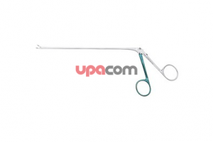 Щипчики, загнутые влево, режущие внакладку, очень острые, с овальными окончатыми ложкообразными браншами, ширина 1.8 мм, рабочая длина 15 см, цветовой код: одна половина рукоятки синяя