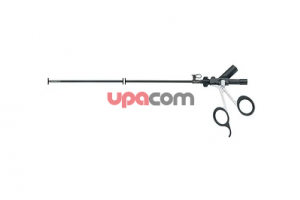 Ножницы RoBi, модель CLERMONT-FERRAND, поворотные, разборные, с соединением для биполярной коагуляции, одна бранша подвижна, прямые, для резания и биполярной коагуляции сосудов и слоев ткани, размер 5 мм, длина 36 см