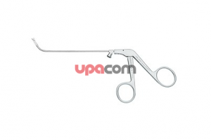 Щипцы RHINOFORCE II для лобной пазухи по KUHN, режущие насквозь, с особо тонкими плоскими браншами для тканещадящего разреза, стержень загнут вверх на 60°, ширина 1.5 мм, открывающиеся назад, длина 12 см