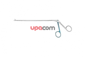 Щипчики, загнутые влево, режущие внакладку, очень острые, с овальными окончатыми ложкообразными браншами, ширина 1.8 мм, рабочая длина 18 см, цветовой код: одна половина рукоятки синяя