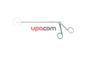 Щипчики, загнутые вверх на 90°, режущие внакладку, очень острые, с овальными окончатыми ложкообразными браншами, ширина 1.8 мм, рабочая длина 18 см, цветовой код: одна половина рукоятки синяя